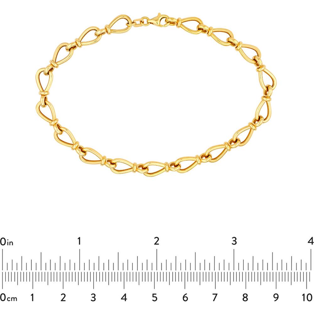 Olas d'Oro - 14K Yellow Gold Teardrop Link Bracelet with Pear Shape Lobster Clasp - 9.37 Grams