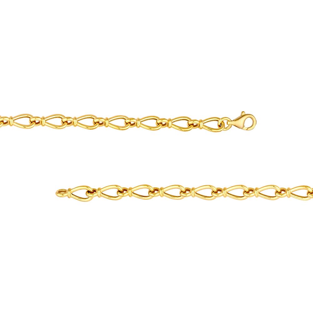 Olas d'Oro - 14K Yellow Gold Teardrop Link Chain Bracelet - 7.50" Length