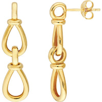 Olas d'Oro - 14K Yellow Gold Teardrop Link Dangle Earrings - 3.56 Grams