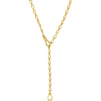 Olas d'Oro - 14K Yellow Gold Teardrop Link Lariat Necklace with Push Lock Closure - 20.02 Grams