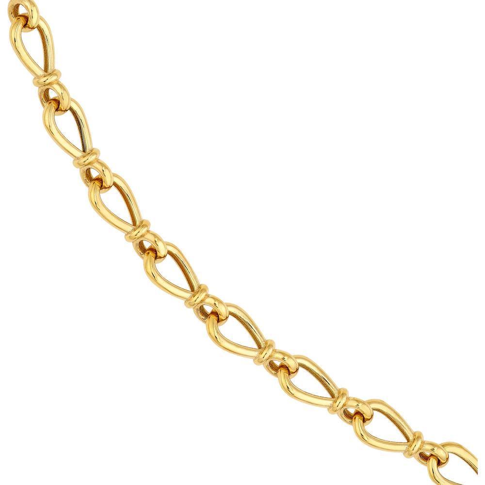 Olas d'Oro - 14K Yellow Gold Teardrop Link Lariat Necklace with Push Lock Closure - 20.02 Grams
