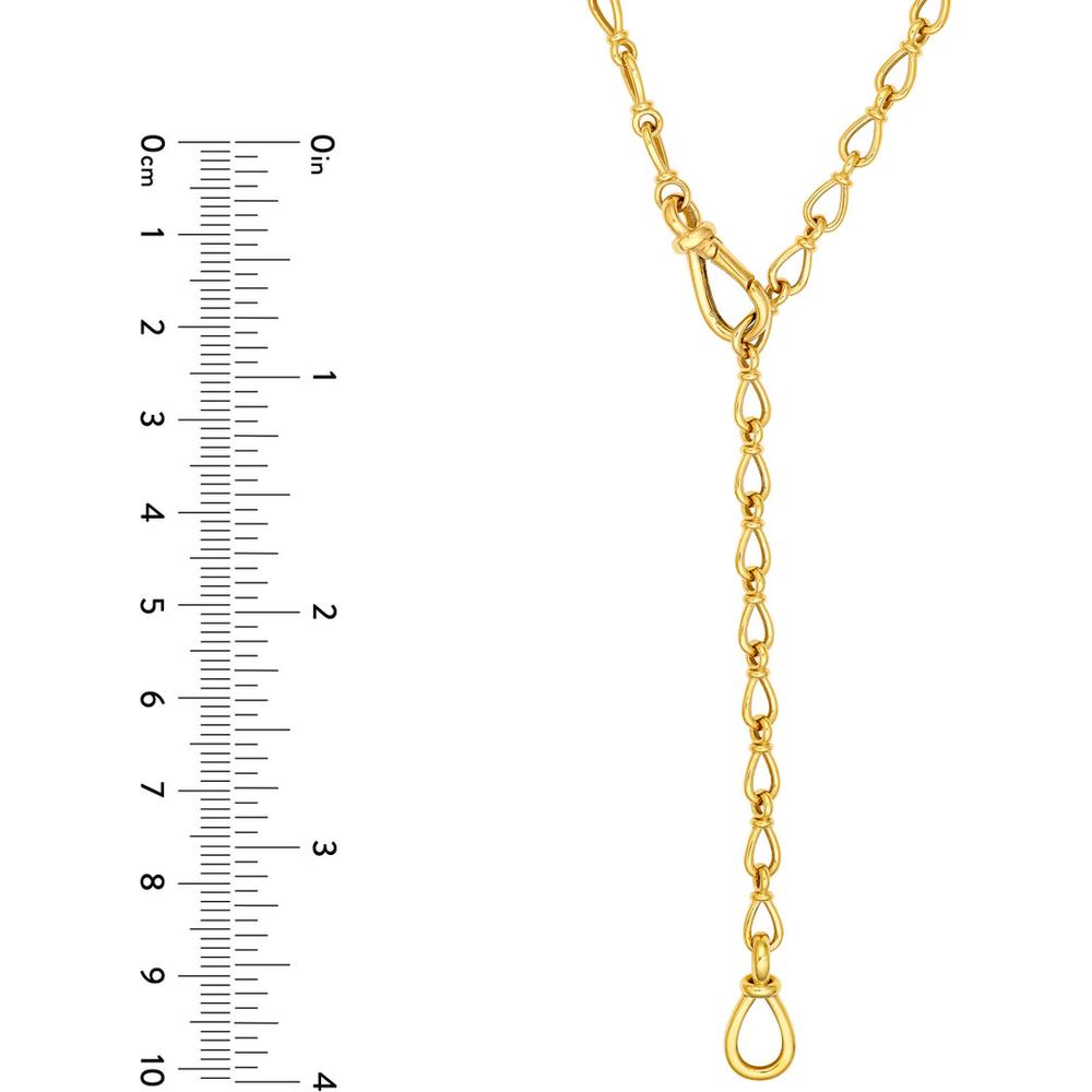Olas d'Oro - 14K Yellow Gold Teardrop Link Lariat Necklace with Push Lock Closure - 20.02 Grams