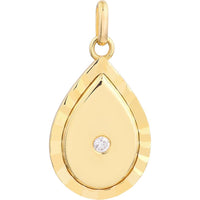 Olas d'Oro - 14K Yellow Gold Teardrop Pendant with 0.06 Carat Diamond