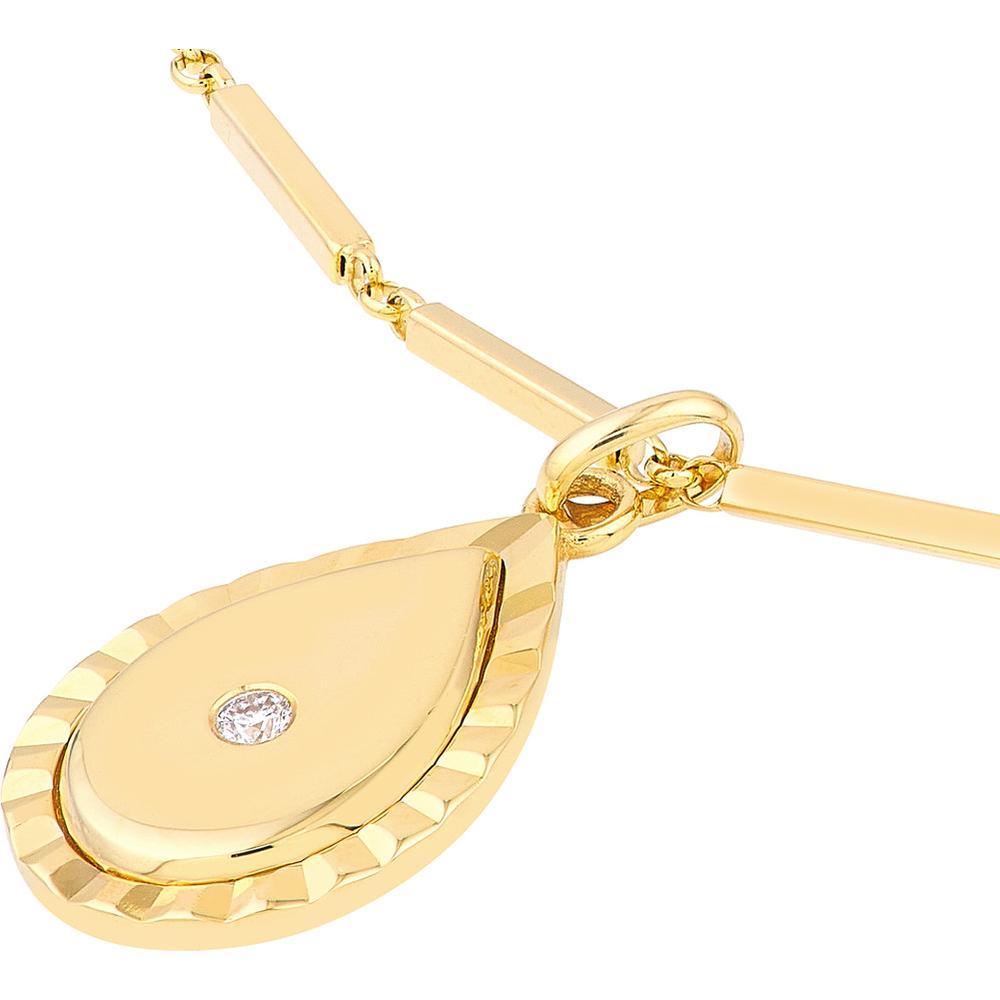 Olas d'Oro - 14K Yellow Gold Teardrop Pendant with 0.06 Carat Diamond