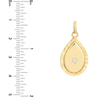 Olas d'Oro - 14K Yellow Gold Teardrop Pendant with 0.06 Carat Diamond