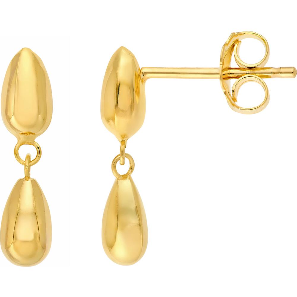 Olas d'Oro - 14K Yellow Gold Teardrop Small Dangle Earrings - 1.08 Grams Total Weight