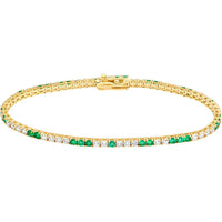 Olas d'Oro - 14K Yellow Gold Tennis Bracelet with Alternating Round Diamonds and Emeralds - 2.31 Carat Total Diamond Weight, 1.45 Carat Total Emerald Weight