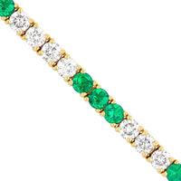 Olas d'Oro - 14K Yellow Gold Tennis Bracelet with Alternating Round Diamonds and Emeralds - 2.31 Carat Total Diamond Weight, 1.45 Carat Total Emerald Weight