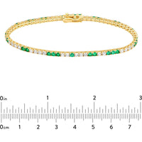 Olas d'Oro - 14K Yellow Gold Tennis Bracelet with Alternating Round Diamonds and Emeralds - 2.31 Carat Total Diamond Weight, 1.45 Carat Total Emerald Weight