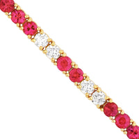 Olas d'Oro - 14K Yellow Gold Tennis Bracelet with Alternating Ruby and Diamond Stones - 1.80 Carat Total Diamond Weight, 3.70 Carat Total Ruby Weight