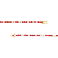 Olas d'Oro - 14K Yellow Gold Tennis Bracelet with Alternating Ruby and Diamond Stones - 1.80 Carat Total Diamond Weight, 3.70 Carat Total Ruby Weight