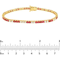 Olas d'Oro - 14K Yellow Gold Tennis Bracelet with Alternating Ruby and Diamond Stones - 1.80 Carat Total Diamond Weight, 3.70 Carat Total Ruby Weight