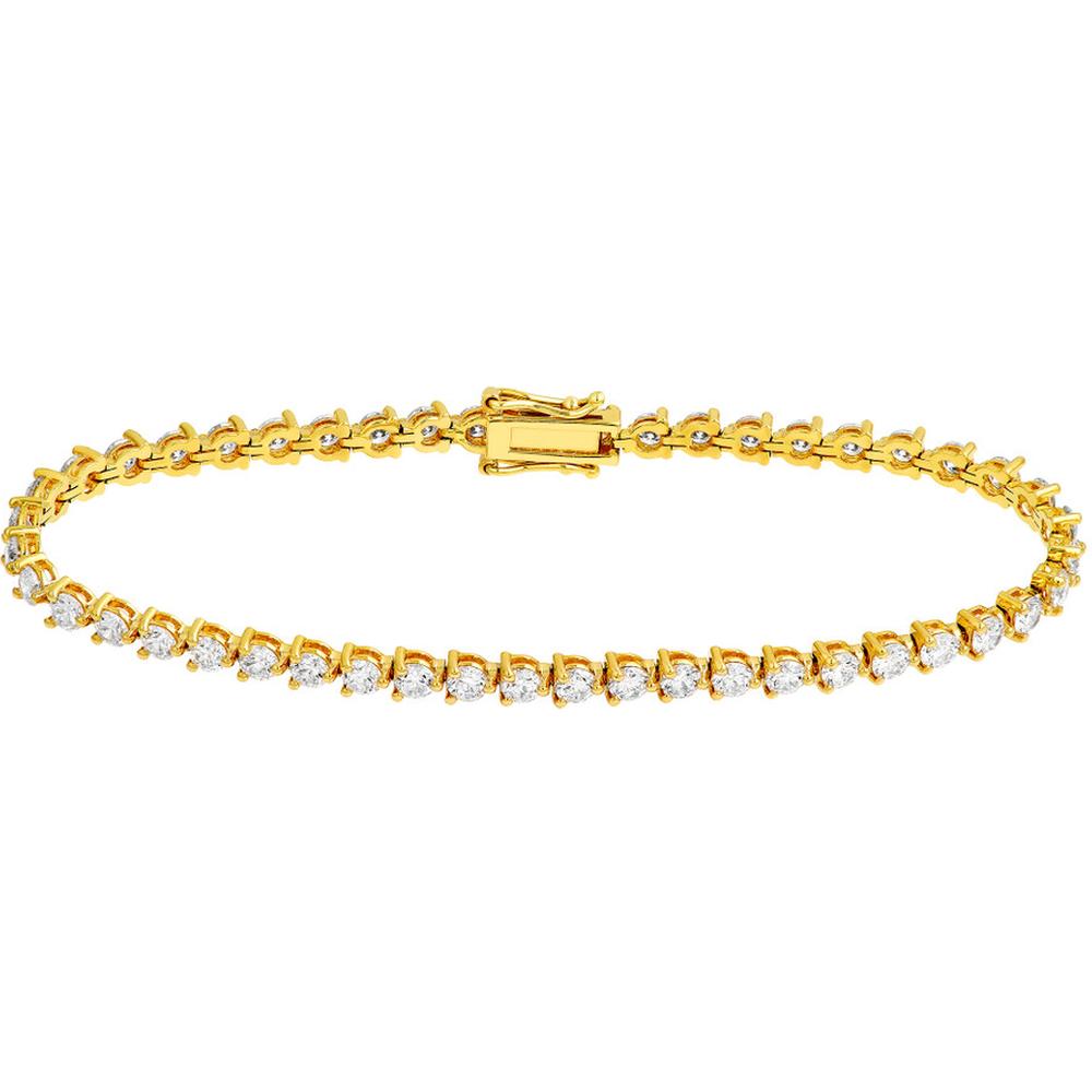 Olas d'Oro - 14K Yellow Gold Tennis Bracelet with Round Diamonds - 5.0 Carat Total Carat Weight