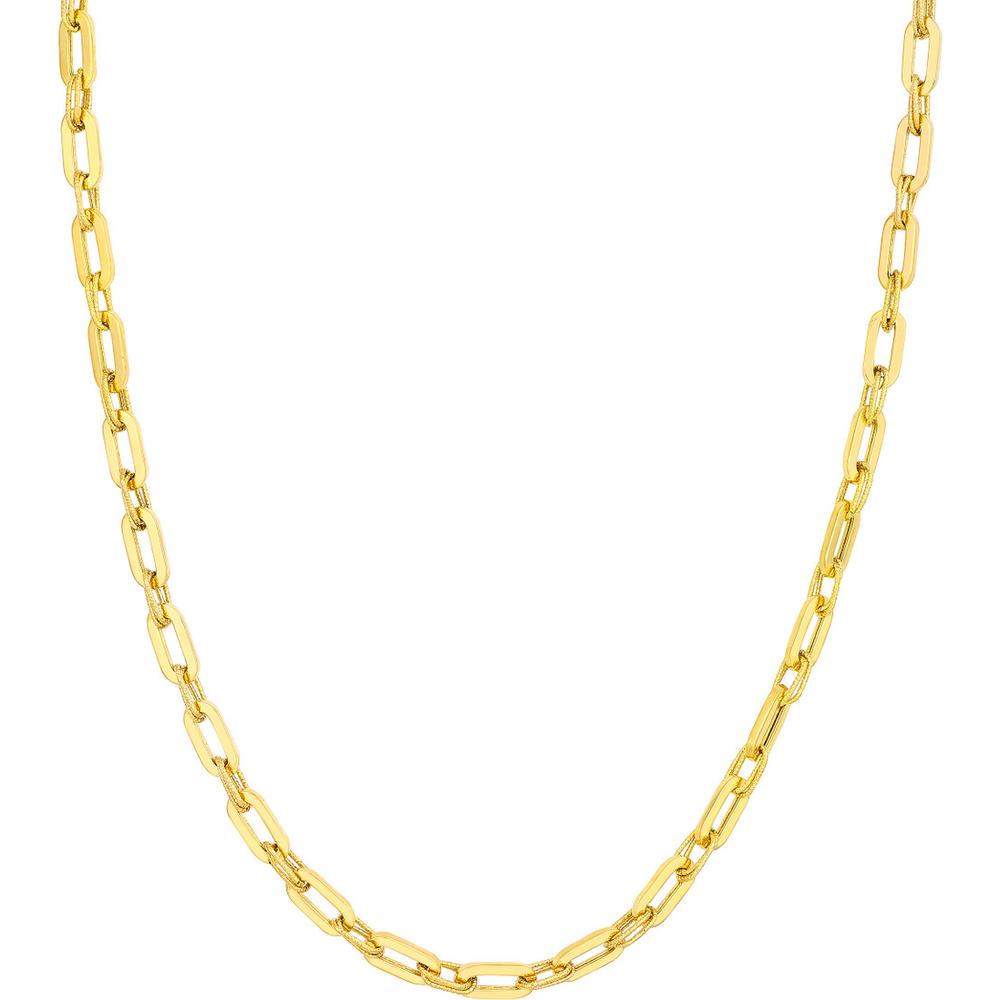 Olas d'Oro - 14K Yellow Gold Textured 2+1 Hollow Link Necklace with Lobster Clasp - 11.59 Grams