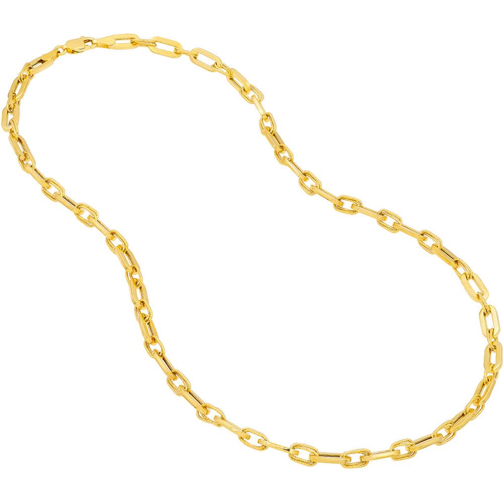 Olas d'Oro - 14K Yellow Gold Textured 2+1 Hollow Link Necklace with Lobster Clasp - 11.59 Grams