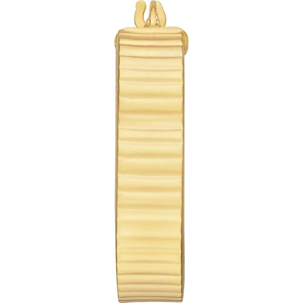 Olas d'Oro - 14K Yellow Gold Textured 20mm Round Hoop Earrings with Hinge Closure - 3.00 Grams Total Weight