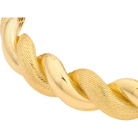 Olas d'Oro - 14K Yellow Gold Textured and Polished Twist Bangle Bracelet