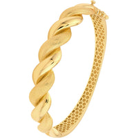 Olas d'Oro - 14K Yellow Gold Textured and Polished Twist Bangle Bracelet
