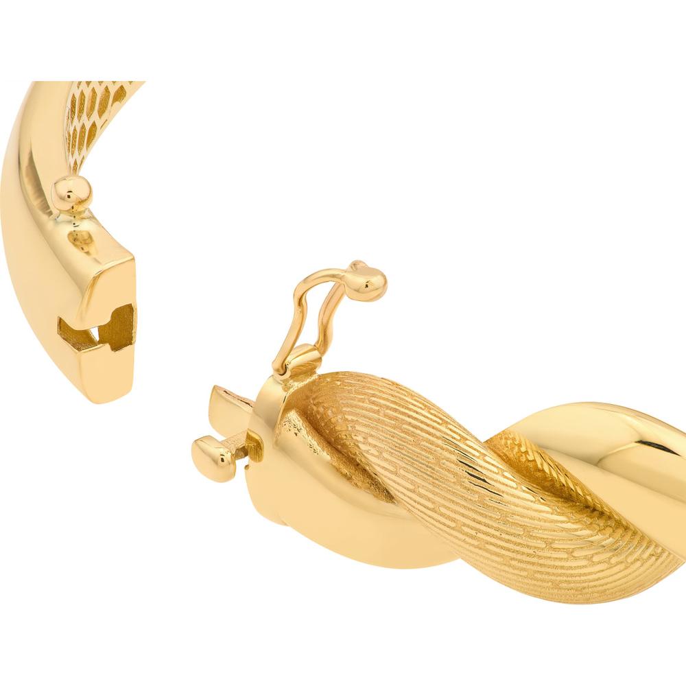 Olas d'Oro - 14K Yellow Gold Textured and Polished Twist Bangle Bracelet