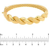 Olas d'Oro - 14K Yellow Gold Textured and Polished Twist Bangle Bracelet
