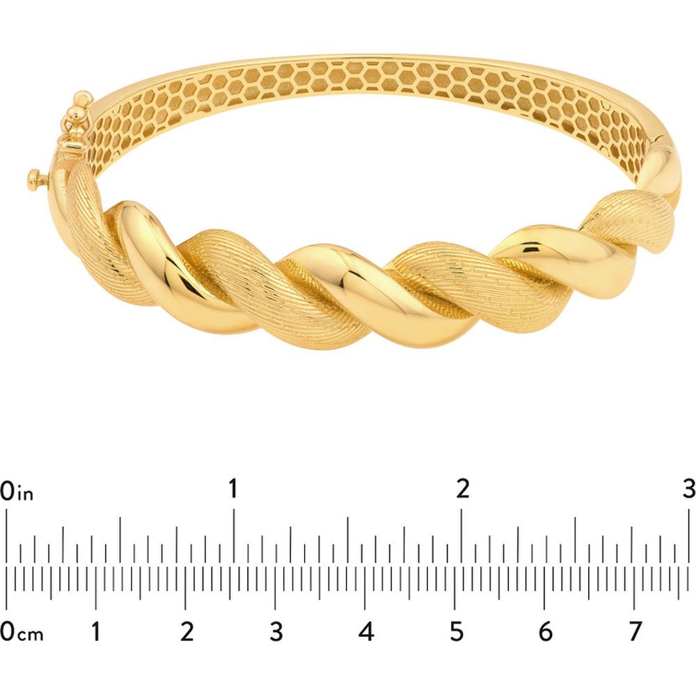 Olas d'Oro - 14K Yellow Gold Textured and Polished Twist Bangle Bracelet