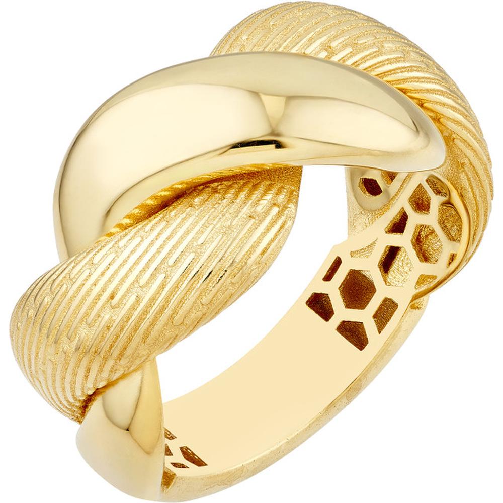 Olas d'Oro - 14K Yellow Gold Textured and Polished Twist Ring - Size 6