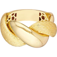 Olas d'Oro - 14K Yellow Gold Textured and Polished Twist Ring - Size 8