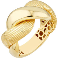 Olas d'Oro - 14K Yellow Gold Textured and Polished Twist Ring - Size 8
