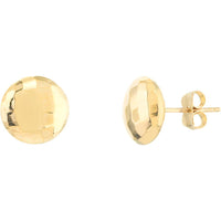 Olas d'Oro - 14K Yellow Gold Textured Button Stud Earrings - 1.40 Grams Total Weight