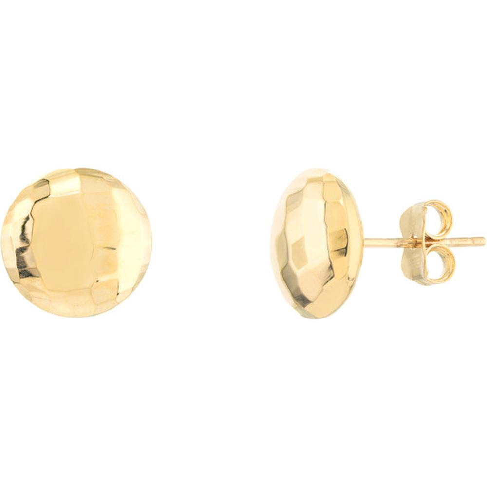 Olas d'Oro - 14K Yellow Gold Textured Button Stud Earrings - 1.40 Grams Total Weight