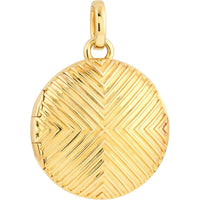 Olas d'Oro - 14K Yellow Gold Textured Circle Locket - Elegant Pendant for Keepsakes