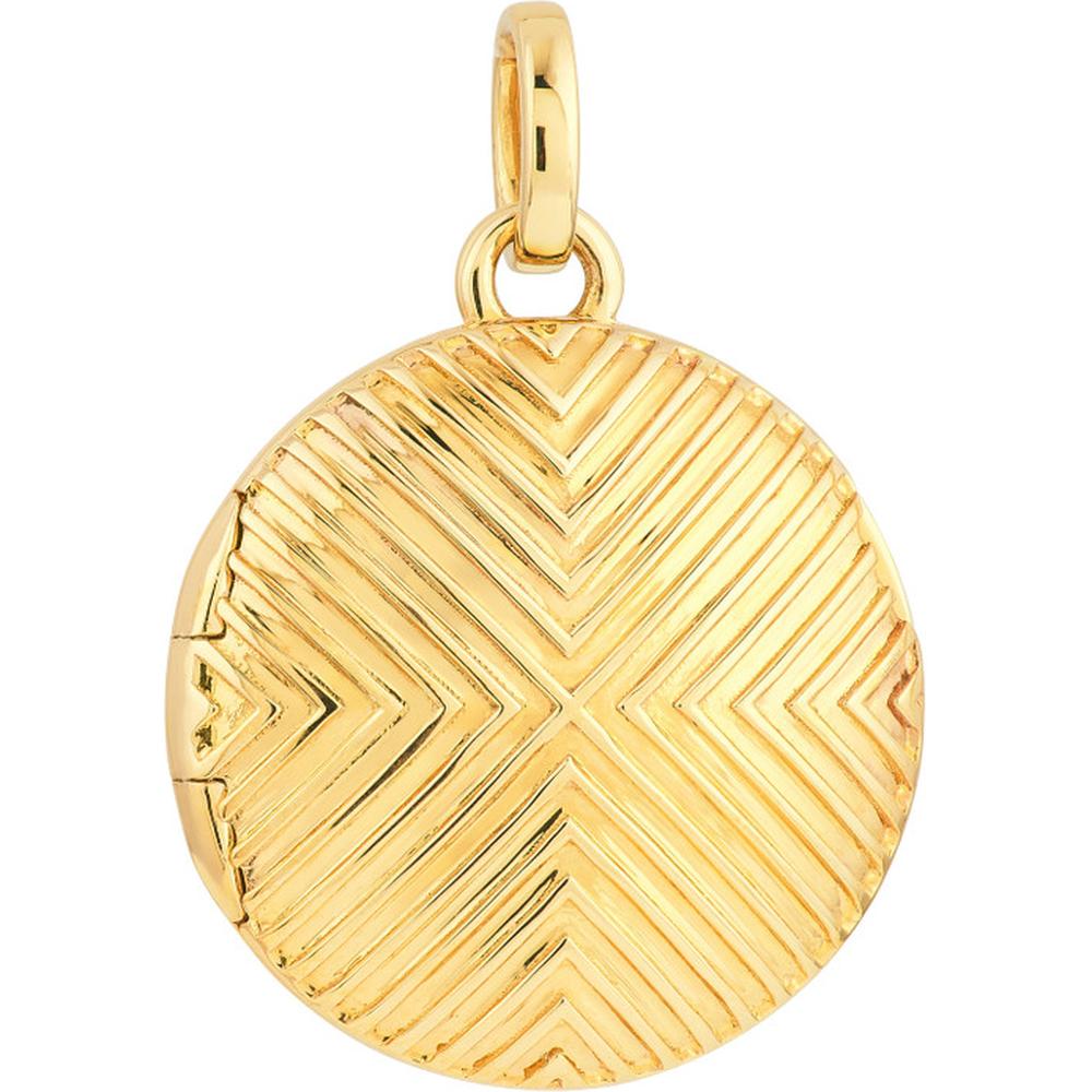 Olas d'Oro - 14K Yellow Gold Textured Circle Locket - Elegant Pendant for Keepsakes