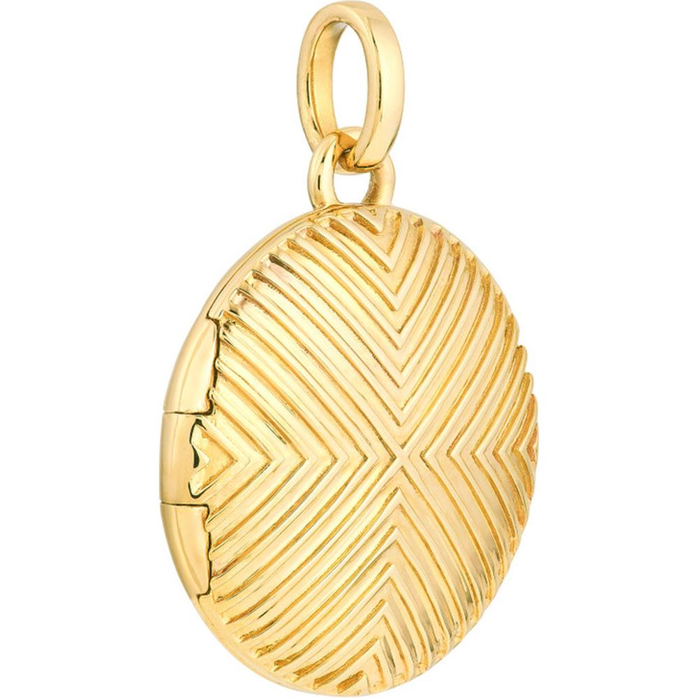 Olas d'Oro - 14K Yellow Gold Textured Circle Locket - Elegant Pendant for Keepsakes