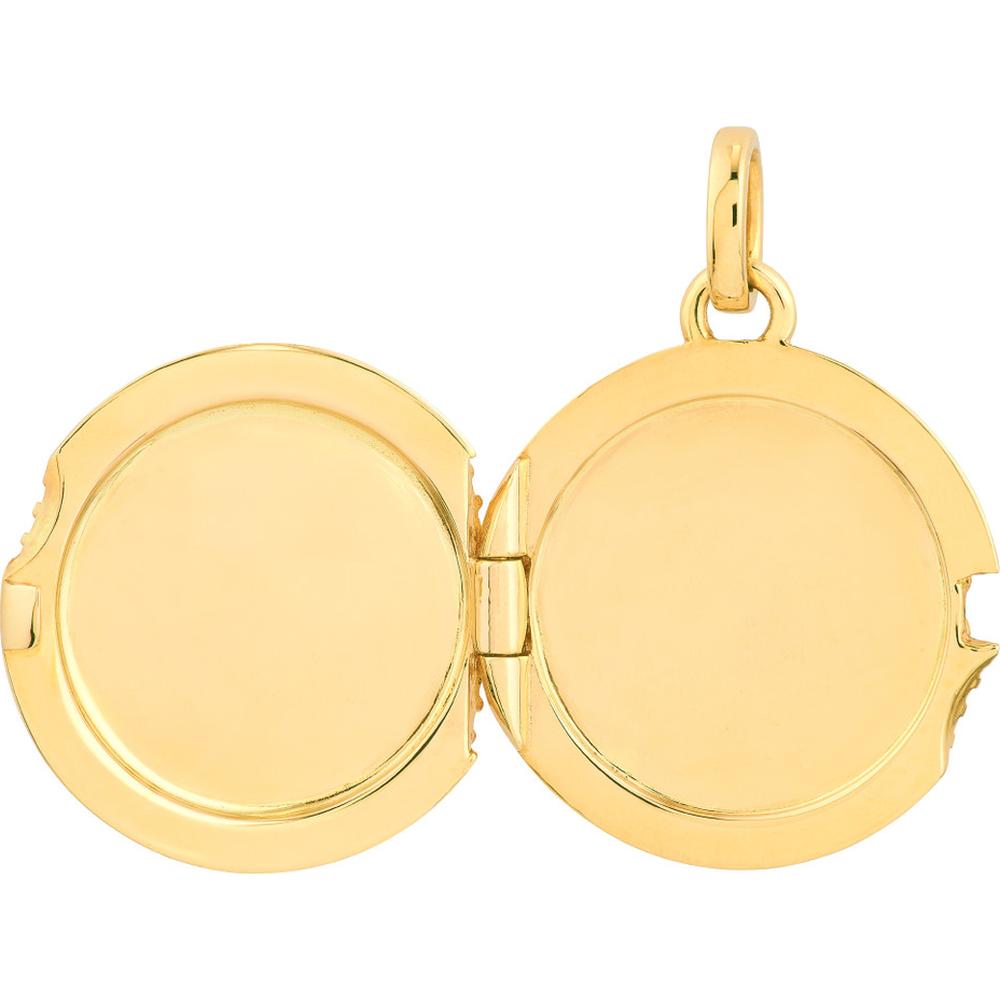 Olas d'Oro - 14K Yellow Gold Textured Circle Locket - Elegant Pendant for Keepsakes