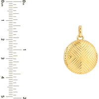 Olas d'Oro - 14K Yellow Gold Textured Circle Locket - Elegant Pendant for Keepsakes