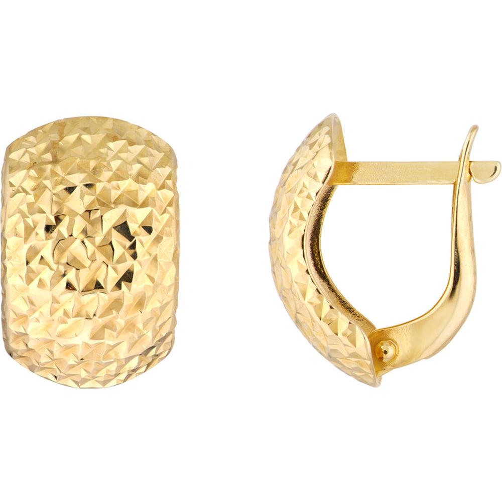 Olas d'Oro - 14K Yellow Gold Textured Curve Earrings with Leverback Closure - 1.85 Grams Total Weight