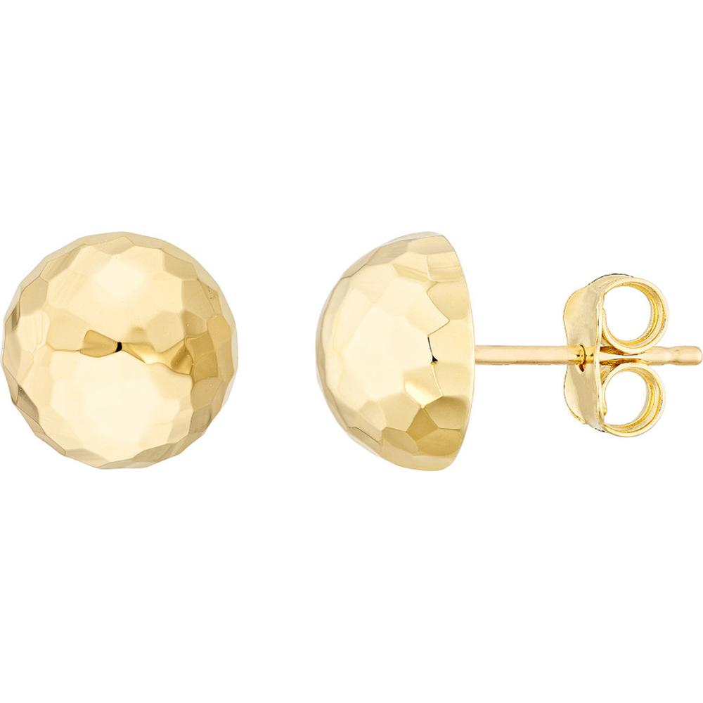 Olas d'Oro - 14K Yellow Gold Textured Dome Stud Earrings - 1.50 Grams Total Weight