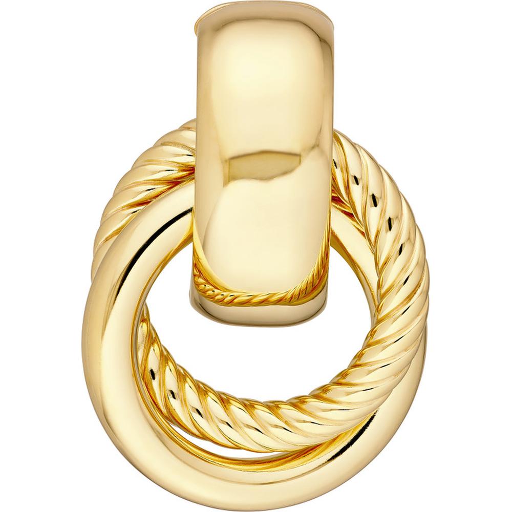 Olas d'Oro - 14K Yellow Gold Textured Door Knocker Hoop Earrings 3.00 Grams