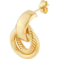 Olas d'Oro - 14K Yellow Gold Textured Door Knocker Hoop Earrings 3.00 Grams