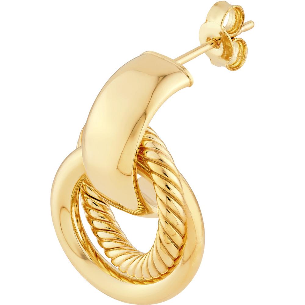 Olas d'Oro - 14K Yellow Gold Textured Door Knocker Hoop Earrings 3.00 Grams