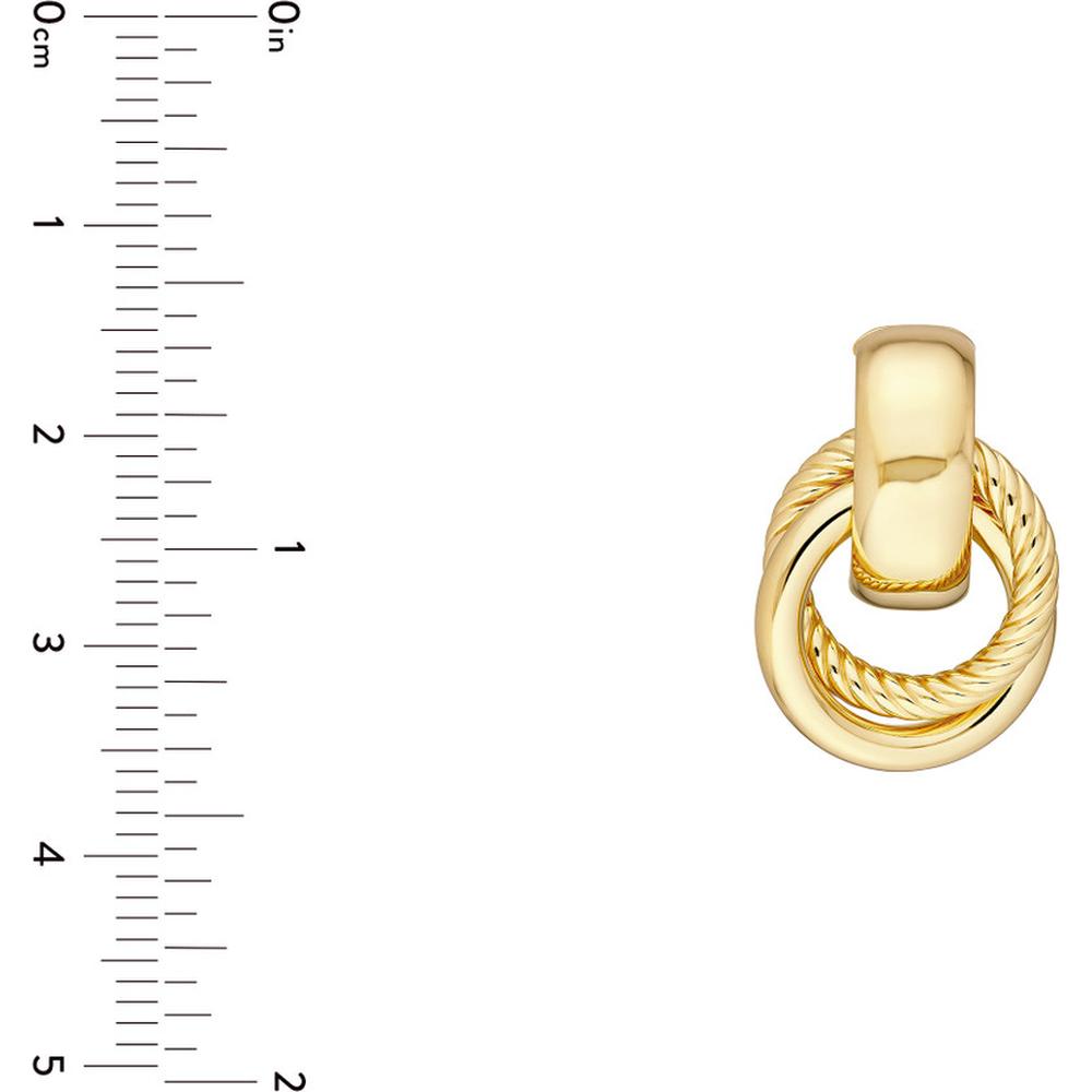 Olas d'Oro - 14K Yellow Gold Textured Door Knocker Hoop Earrings 3.00 Grams