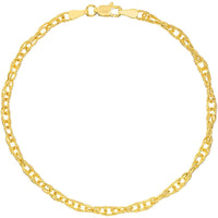 Olas d'Oro - 14K Yellow Gold Textured Double Cable Chain Bracelet - 1.90 Grams