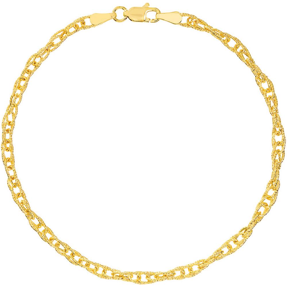 Olas d'Oro - 14K Yellow Gold Textured Double Cable Chain Bracelet - 1.90 Grams