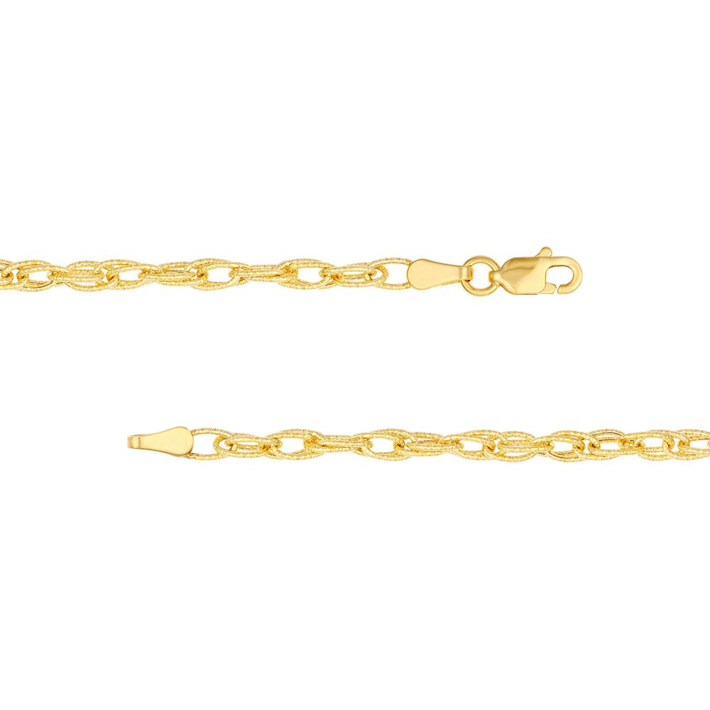 Olas d'Oro - 14K Yellow Gold Textured Double Cable Chain Bracelet - 1.90 Grams