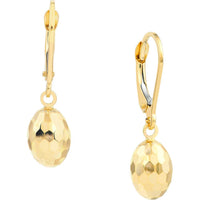 Olas d'Oro - 14K Yellow Gold Textured Egg-Shaped Leverback Earrings