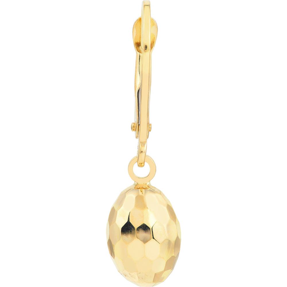 Olas d'Oro - 14K Yellow Gold Textured Egg-Shaped Leverback Earrings