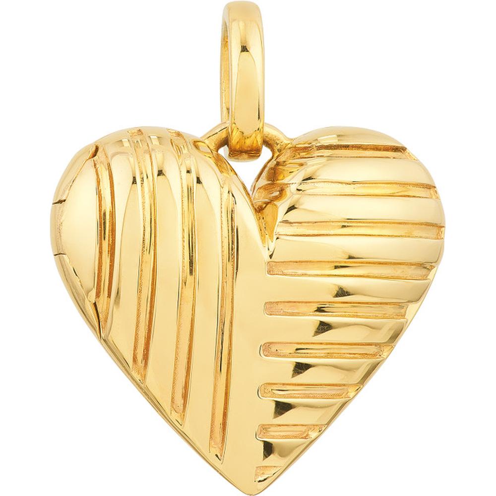 Olas d'Oro - 14K Yellow Gold Textured Heart Locket Pendant - 5.24 Grams