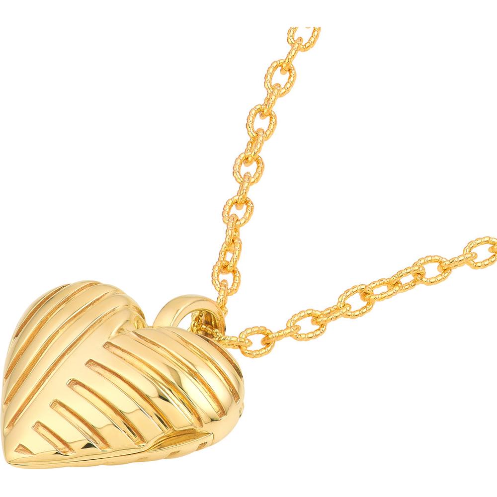Olas d'Oro - 14K Yellow Gold Textured Heart Locket Pendant - 5.24 Grams
