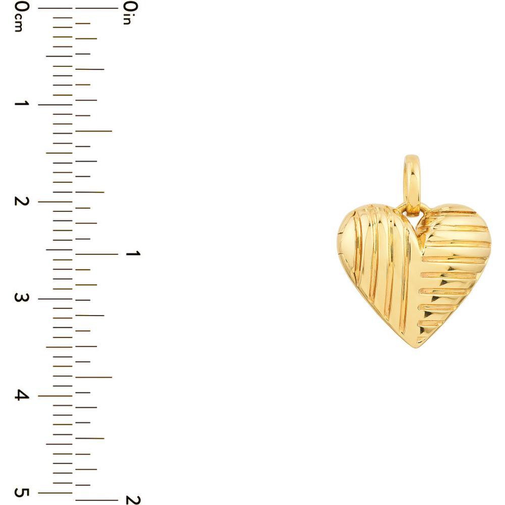 Olas d'Oro - 14K Yellow Gold Textured Heart Locket Pendant - 5.24 Grams