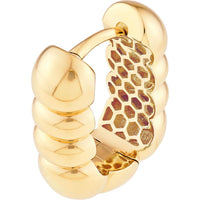 Olas d'Oro - 14K Yellow Gold Textured Huggie Earrings with Beaded Design - 5.44g